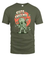 Adorable Cthulhu World Destroyer Mythical Graphic Tshirt - military green t-shirt on white background