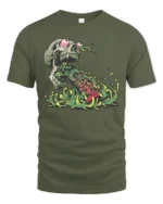 Gory Cyber Skull Toxic Sludge Circuit Board Tshirt - military green t-shirt on white background