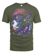 Frightful Doctor Dolphinstein Mad Scientist Graphic Tshirt - military green t-shirt on white background