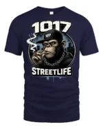 Urban Chimp Streetlife 1017 Hip Hop Music Graphic Tshirt - navy t-shirt on white background