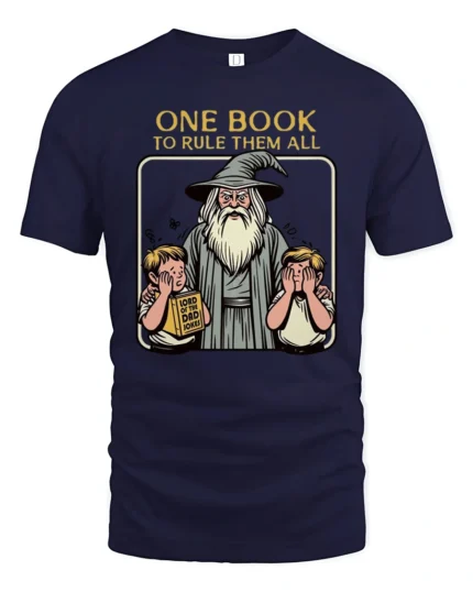 Funny Wizard Lord Of The Dad Jokes Fantasy Graphic Tshirt - navy t-shirt on white background