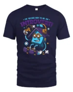 Funny Introvert House Gaming Skateboard Graphic Tshirt - navy t-shirt on white background