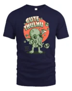 Adorable Cthulhu World Destroyer Mythical Graphic Tshirt - navy t-shirt on white background