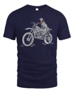 Retro Biker Dog Motocross Fun Number 13 Graphic Tshirt - navy t-shirt on white background