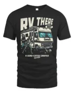 Funny RV There Yet Zombie Road Trip Graphic Tshirt - black t-shirt on white background