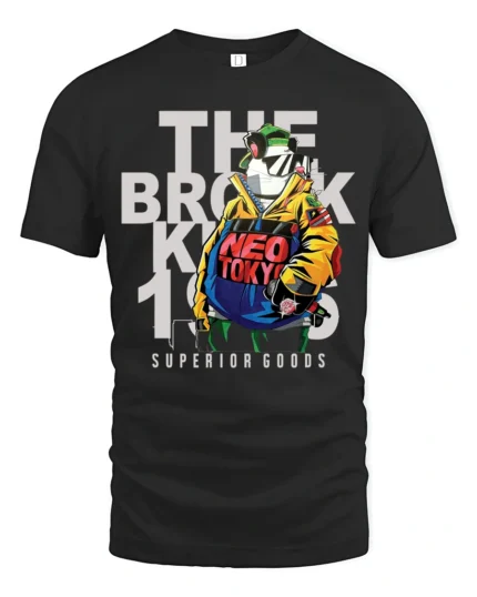 Cool Neo Tokyo Cyberpunk Brooklyn Graphic Tshirt - black t-shirt on white background