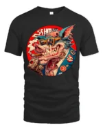 Cyberpunk Gangster Boar Smoking Cigar Graphic Tshirt - black t-shirt on white background