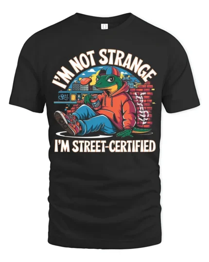 Funny Lizard Street Certified Urban Hoodie Graphic Tshirt - black t-shirt on white background
