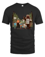 Funny Camping Bear Toilet Paper Nature Graphic Tshirt - black t-shirt on white background