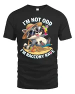 Chill Raccoon Sunglasses Summer Vacation Beach Graphic Tee - black t-shirt on white background