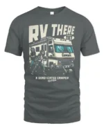 Funny RV There Yet Zombie Road Trip Graphic Tshirt - gray t-shirt on white background