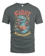 Cute Champion T Rex Boxer Hashtag Beyourself Graphic Tee - gray t-shirt on white background