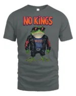Rebel Punk Frog No Kings Resist Leather Jacket Graphic Tee - gray t-shirt on white background