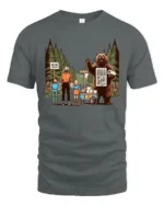 Funny Camping Bear Toilet Paper Nature Graphic Tshirt - gray t-shirt on white background