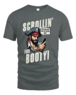 Humorous Social Seas Smartphone Pirate Sailing Graphic Tee - gray t-shirt on white background