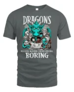 Funny Dragons Because Normal Problems Are Boring Tshirt - gray t-shirt on white background