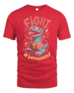 Cute Champion T Rex Boxer Hashtag Beyourself Graphic Tee - red t-shirt on white background
