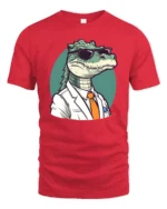 Cool Miami Gator White Suit Sunglasses Graphic Tshirt - red t-shirt on white background