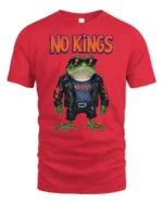 Rebel Punk Frog No Kings Resist Leather Jacket Graphic Tee - red t-shirt on white background