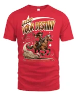 Inspirational Cowgirl Lasso Your Destiny Graphic Tshirt - red t-shirt on white background