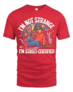 Funny Lizard Street Certified Urban Hoodie Graphic Tshirt - red t-shirt on white background
