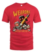 Funny Draw Your Weapons Battle Of The Artists Graphic Tee - red t-shirt on white background