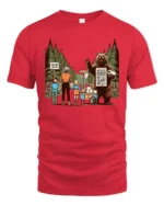 Funny Camping Bear Toilet Paper Nature Graphic Tshirt - red t-shirt on white background