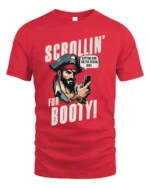 Humorous Social Seas Smartphone Pirate Sailing Graphic Tee - red t-shirt on white background