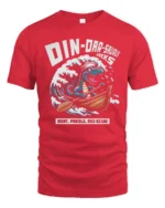 Funny Dinoarsaurus Wreks Sailor Dinosaur Graphic Tshirt - red t-shirt on white background
