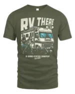 Funny RV There Yet Zombie Road Trip Graphic Tshirt - military green t-shirt on white background