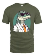 Cool Miami Gator White Suit Sunglasses Graphic Tshirt - military green t-shirt on white background