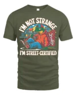 Funny Lizard Street Certified Urban Hoodie Graphic Tshirt - military green t-shirt on white background