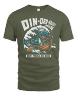 Funny Dinoarsaurus Wreks Sailor Dinosaur Graphic Tshirt - military green t-shirt on white background