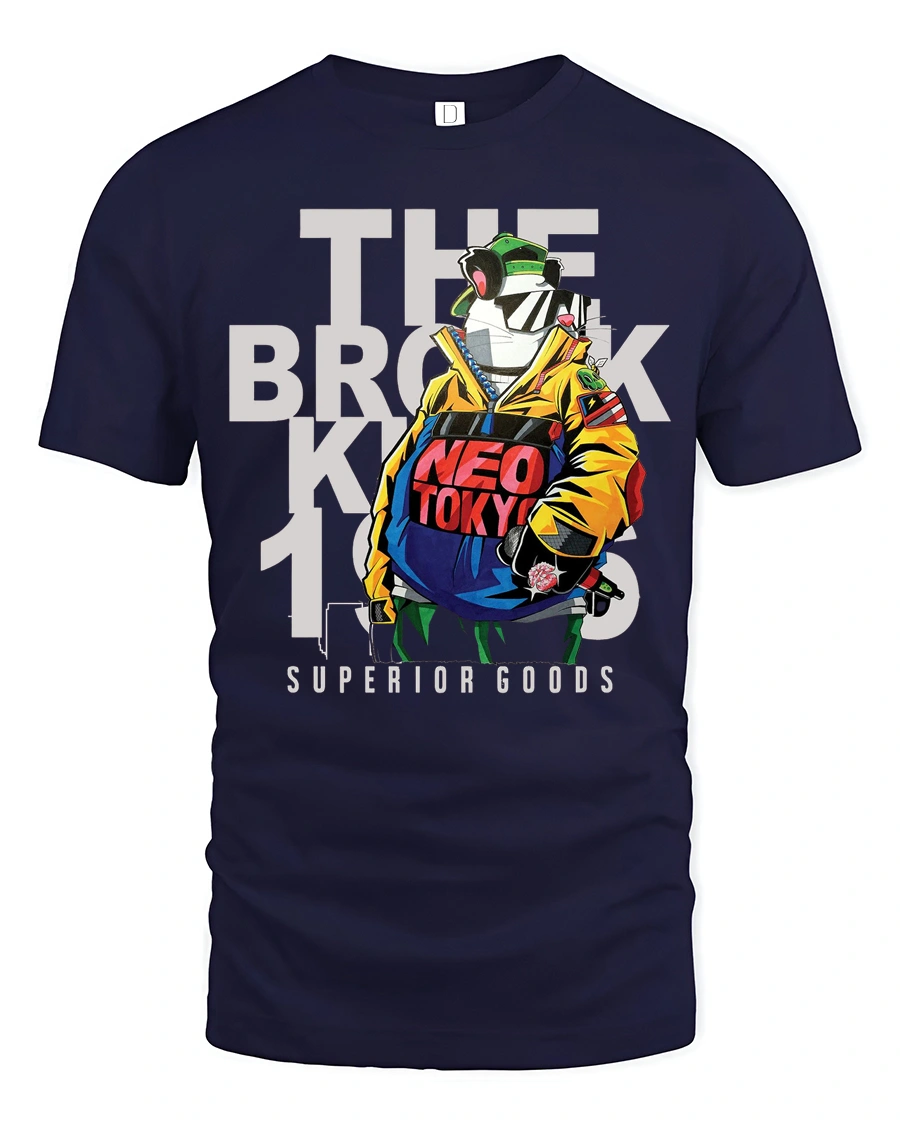 Cool Neo Tokyo Cyberpunk Brooklyn Graphic Tshirt - 1 Cool Neo Tokyo Cyberpunk Brooklyn Graphic Tshirt - navy t-shirt on white background
