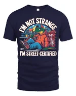 Funny Lizard Street Certified Urban Hoodie Graphic Tshirt - navy t-shirt on white background