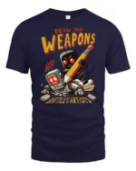 Funny Draw Your Weapons Battle Of The Artists Graphic Tee - navy t-shirt on white background