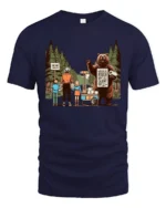Funny Camping Bear Toilet Paper Nature Graphic Tshirt - navy t-shirt on white background