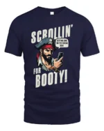 Humorous Social Seas Smartphone Pirate Sailing Graphic Tee - navy t-shirt on white background