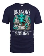 Funny Dragons Because Normal Problems Are Boring Tshirt - navy t-shirt on white background