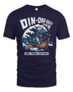 Funny Dinoarsaurus Wreks Sailor Dinosaur Graphic Tshirt - navy t-shirt on white background