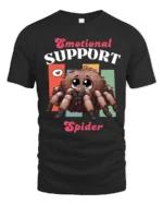 Cute Emotional Support Spider Fluffy Tarantula Graphic Tee - black t-shirt on white background