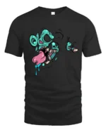 Scary Neon Melted Rodent Zombie Face Pop Art Soft Tshirt - black t-shirt on white background