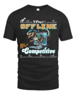 Retro Offline Competitive Dinosaur Computer Graphic Tee - black t-shirt on white background