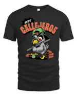 Aggressive Pigeon Baseball Bat Bets Callejeros Tshirt - black t-shirt on white background