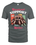 Cute Emotional Support Spider Fluffy Tarantula Graphic Tee - gray t-shirt on white background
