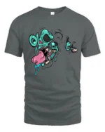 Scary Neon Melted Rodent Zombie Face Pop Art Soft Tshirt - gray t-shirt on white background