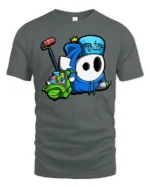 Creative Moniak Graffiti Character Roller Spray Graphic Tee - gray t-shirt on white background