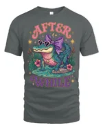 Adorable Alligator Sunglasses Violet Ribbon Bow Graphic Tee - gray t-shirt on white background