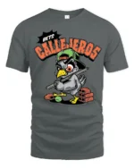 Aggressive Pigeon Baseball Bat Bets Callejeros Tshirt - gray t-shirt on white background
