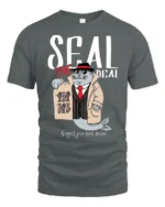 Seal The Deal Detective Fish Mobster Pun Graphic Tshirt - gray t-shirt on white background
